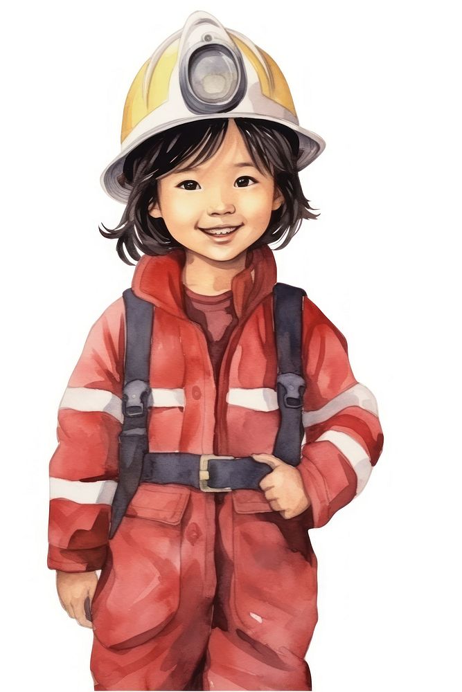 Firefighter smiling cartoon hardhat. AI generated Image by rawpixel.