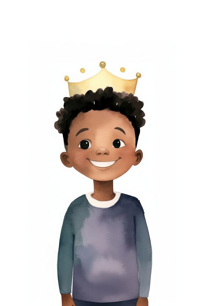 Little prince smiling cartoon crown. AI generated Image by rawpixel.