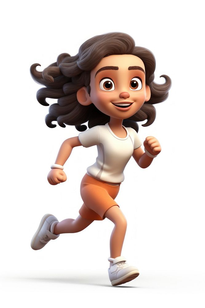 Kid running cartoon toy white background. AI generated Image by rawpixel.