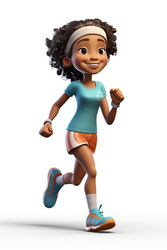 Woman running cartoon sports female. 