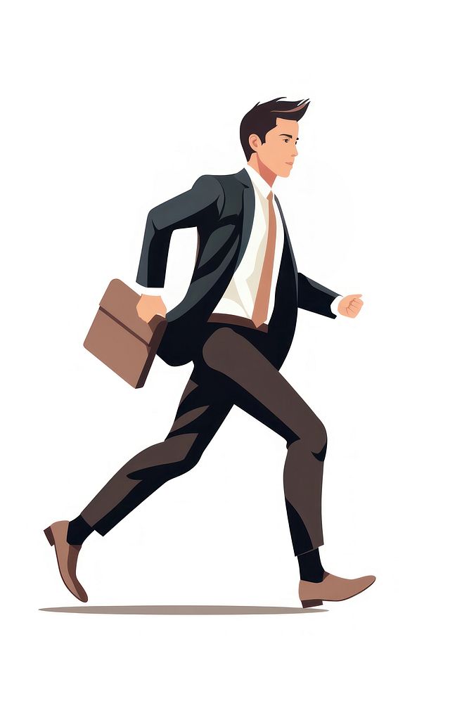 Businessman running briefcase walking adult. | Premium Photo ...