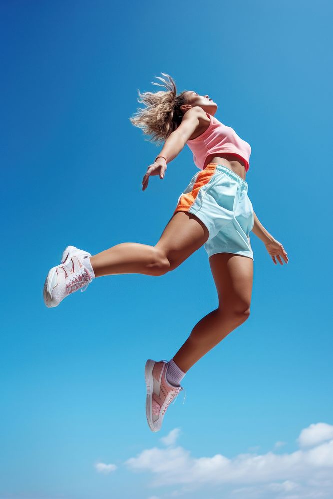 Female jumping sports shorts. AI generated Image by rawpixel.