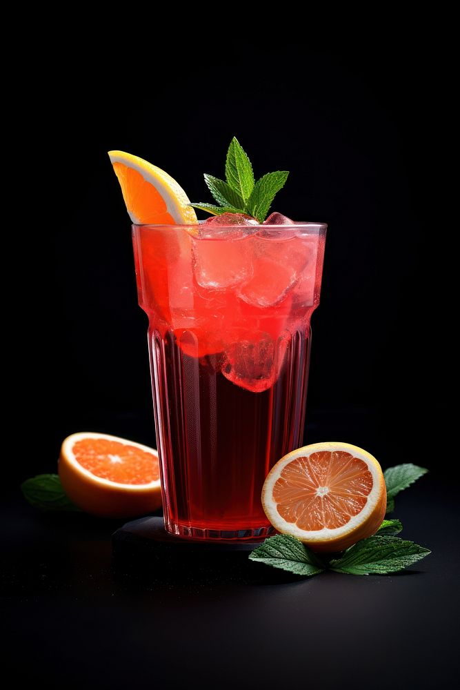 Red citrus drink cocktail mojito fruit. AI generated Image by rawpixel.