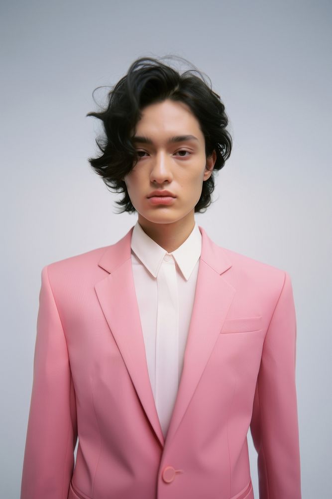 Men pink women suit portrait photography. AI generated Image by rawpixel.
