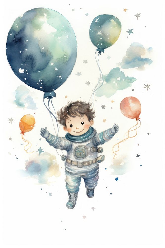 Cute spaceman balloon celebration happiness. AI generated Image by rawpixel.