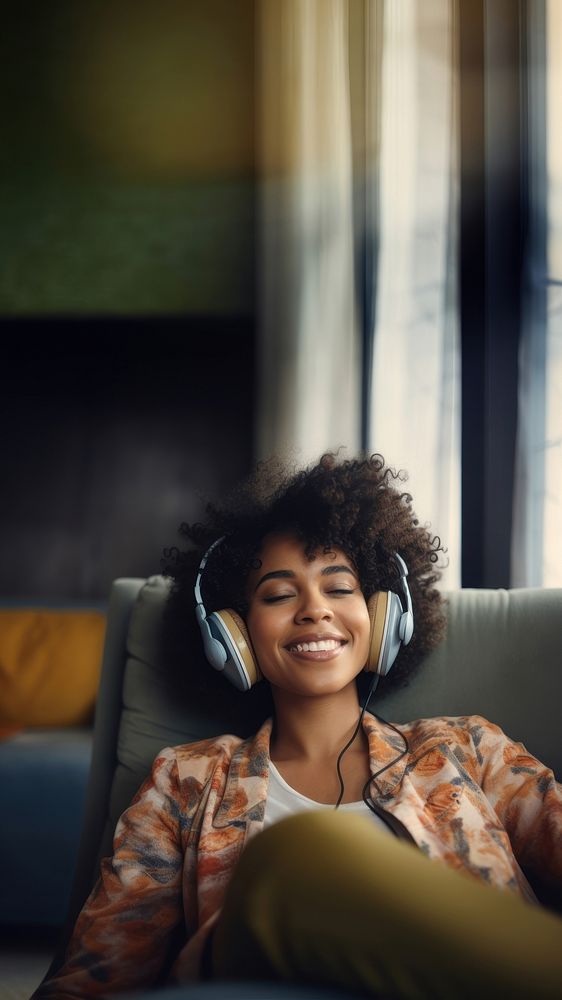 Headphones portrait smile adult. AI generated Image by rawpixel.