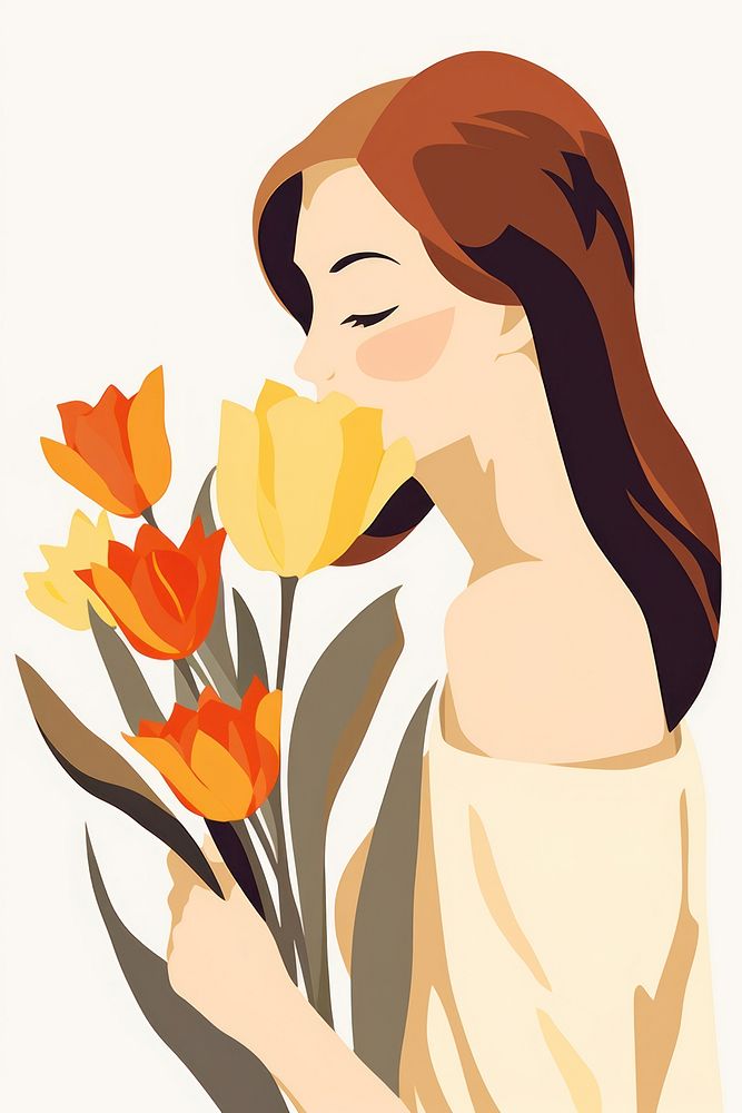 Tulips portrait holding yellow. AI generated Image by rawpixel.