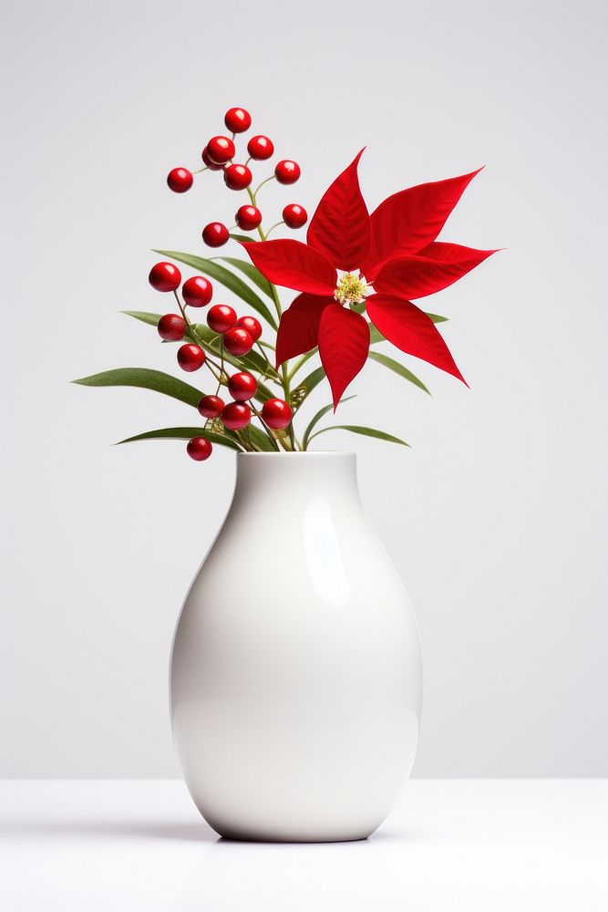 Flower vase christmas plant. AI generated Image by rawpixel.