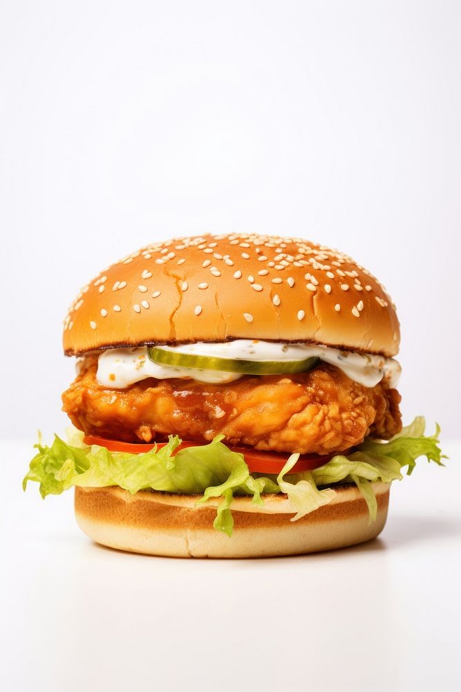 A chicken burger food hamburger vegetable. AI generated Image by rawpixel.