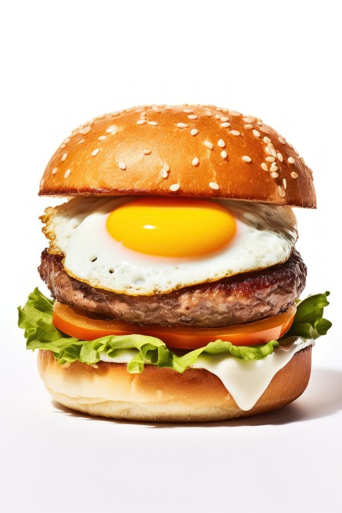 Fried egg burger food hamburger vegetable. AI generated Image by rawpixel.