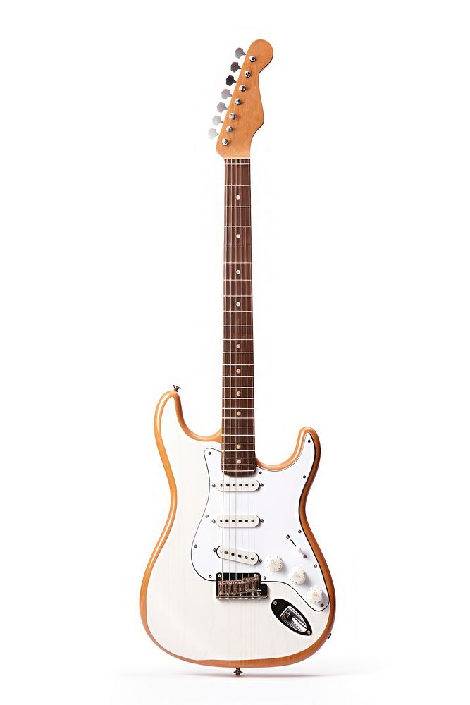 Retro electric guitar white string music. 