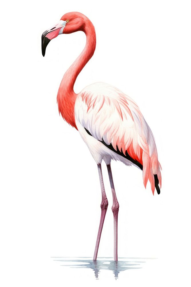 Flamingo animal bird white background. 