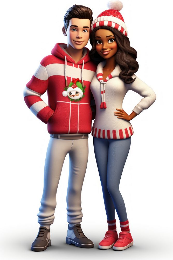 Diversity couple Wearing Christmas Sweatshirt sweatshirt sweater adult. AI generated Image by rawpixel.