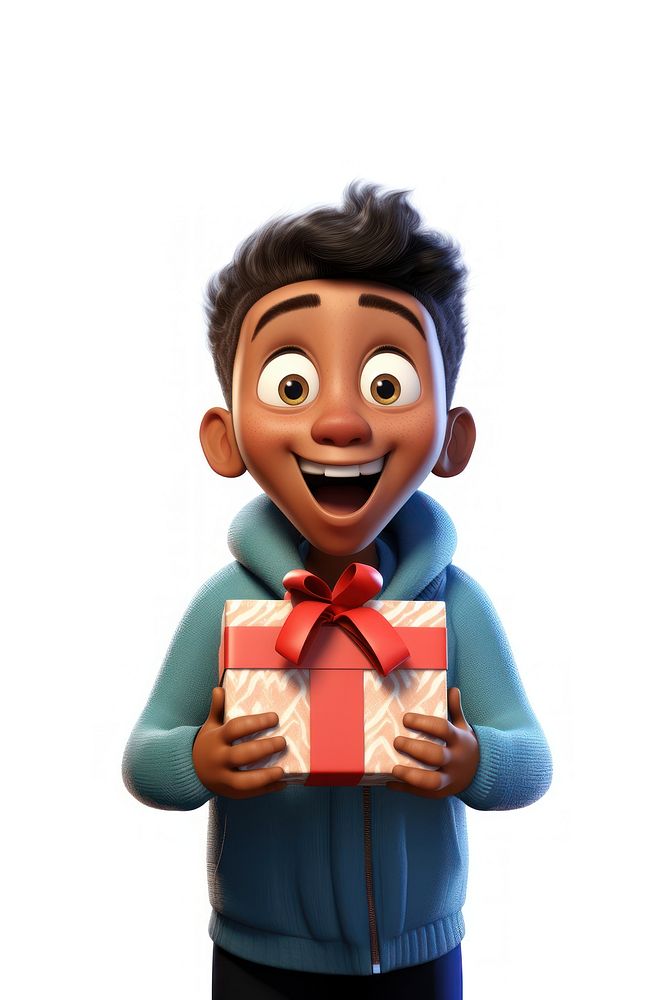 Diversity young boy christmas cartoon gift. AI generated Image by rawpixel.