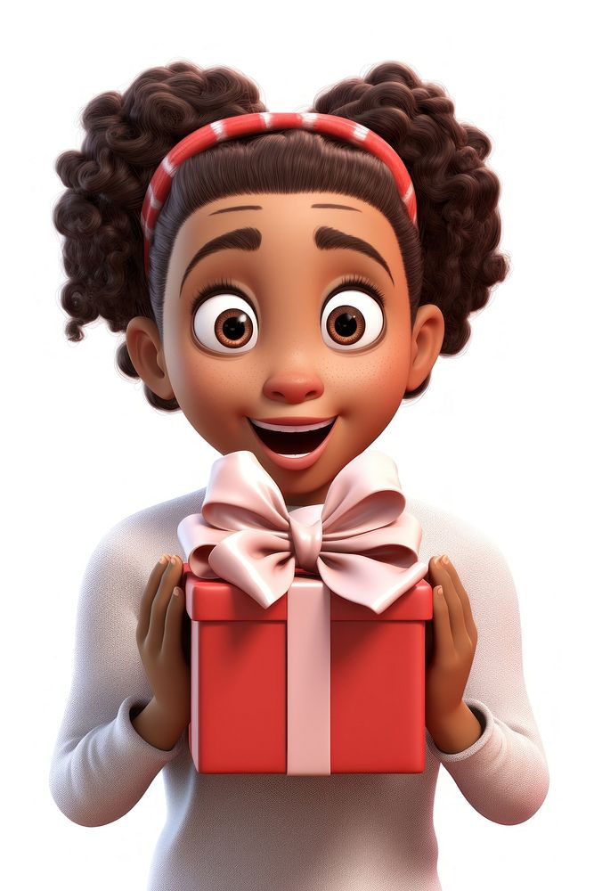 Young girl cartoon gift face. AI generated Image by rawpixel.