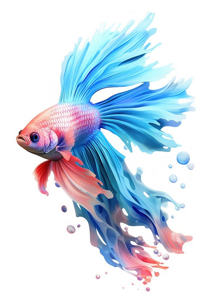 Colourful Betta fish goldfish cartoon animal. AI generated Image by rawpixel.