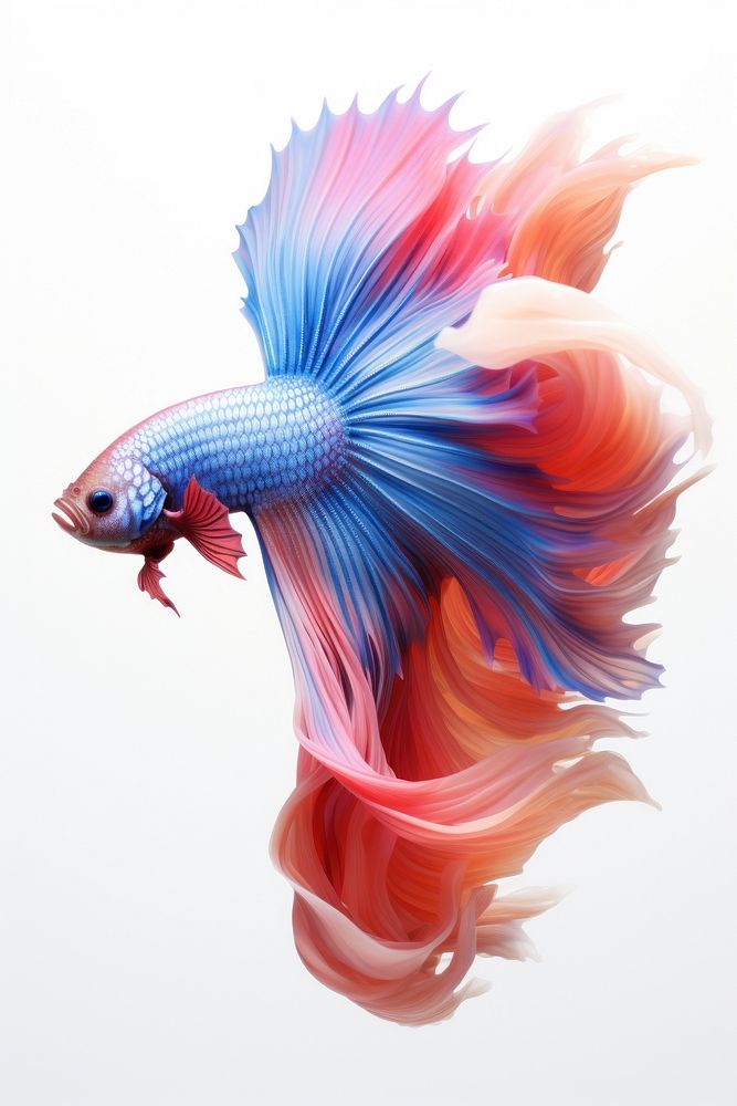 Colourful Betta fish animal white background goldfish. AI generated Image by rawpixel.