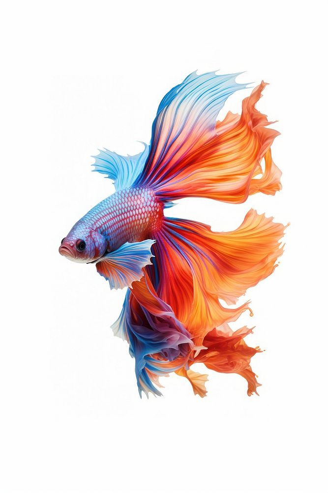 Colourful Betta fish goldfish animal white background. AI generated Image by rawpixel.
