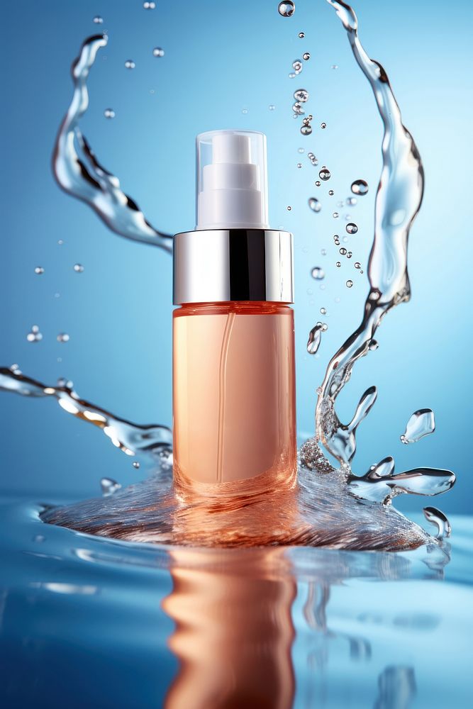 Glossy cosmetic cosmetics perfume bottle.