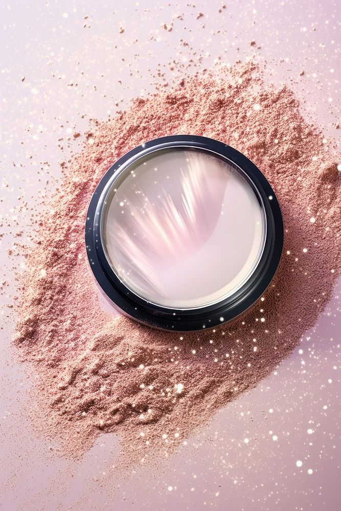 Glossy glitter powder cosmetic cosmetics ingredient circle. 