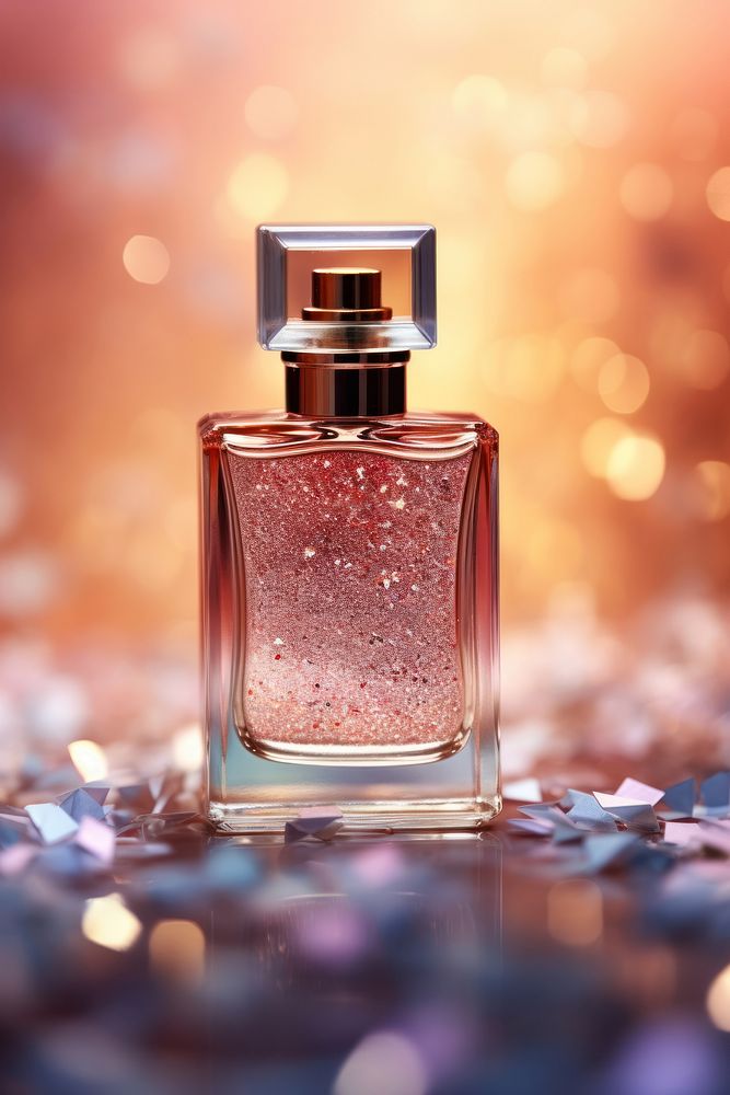 Glossy perfume cosmetics glitter bottle. AI generated Image by rawpixel.