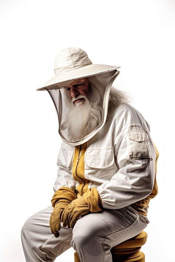 Beekeeper costume beekeeper portrait sitting. 