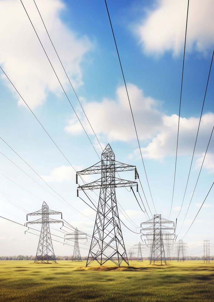 Electricity pylons cable architecture electricity. AI generated Image by rawpixel.