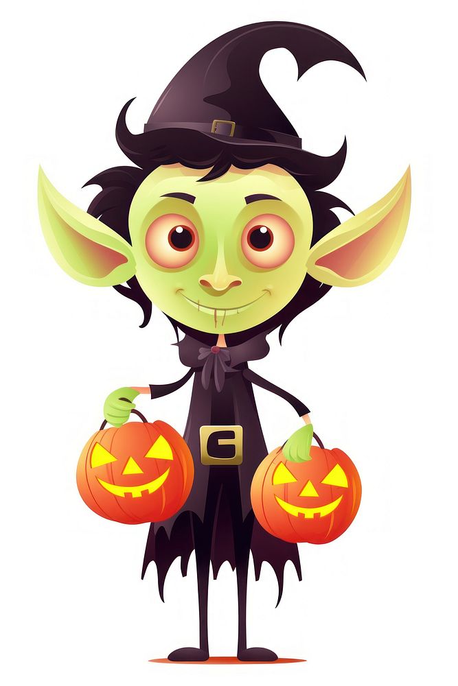 Goblin halloween white background anthropomorphic. AI generated Image by rawpixel.