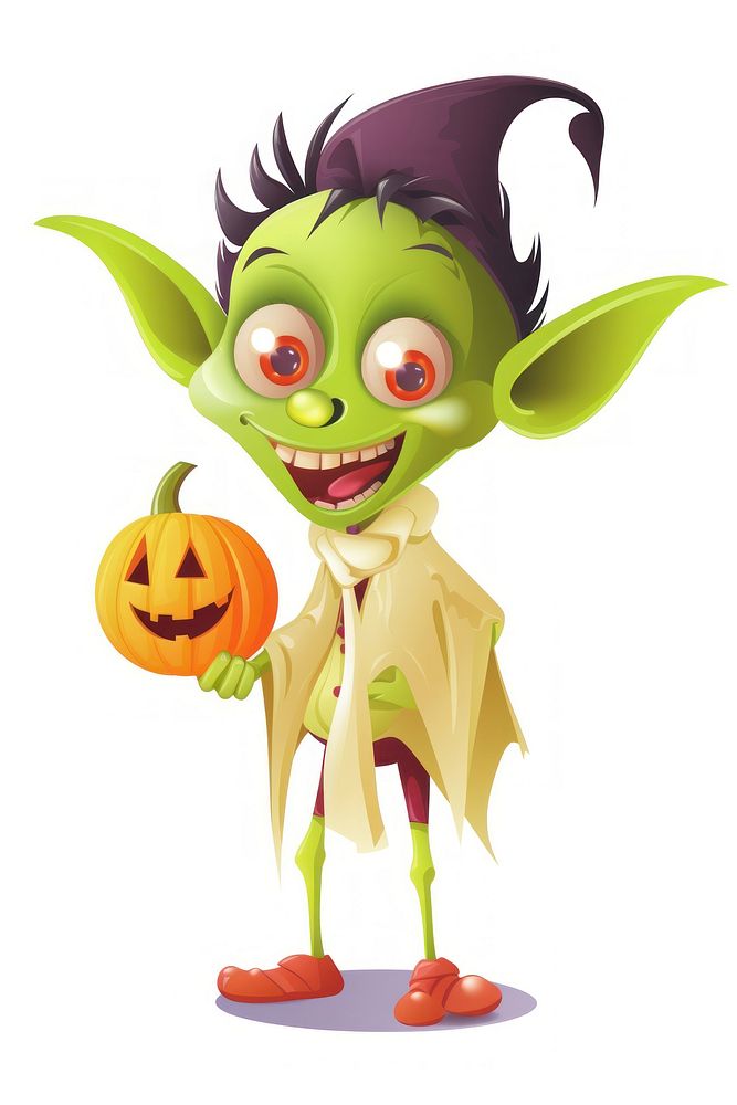 Goblin halloween white background anthropomorphic. AI generated Image by rawpixel.