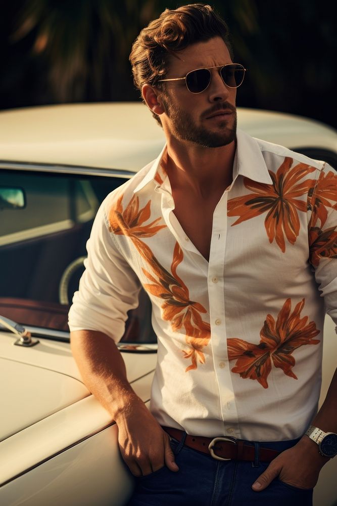 Men shirts sunglasses adult car. AI generated Image by rawpixel.