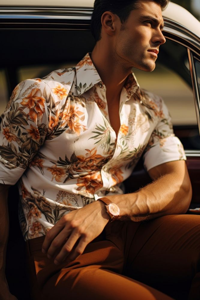 Men shirts adult car beachwear. 