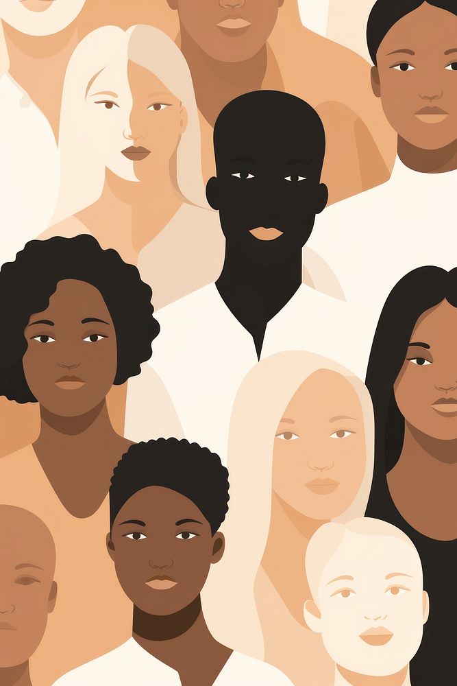 Diverse people standing together illustration. 