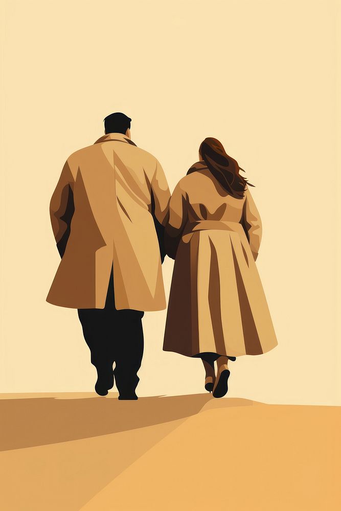 Chubby couple coat walking adult. AI generated Image by rawpixel.