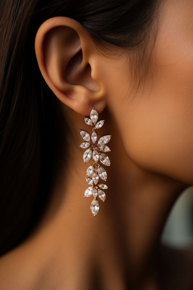 Diamond earring gemstone jewelry luxury. AI generated Image by rawpixel.