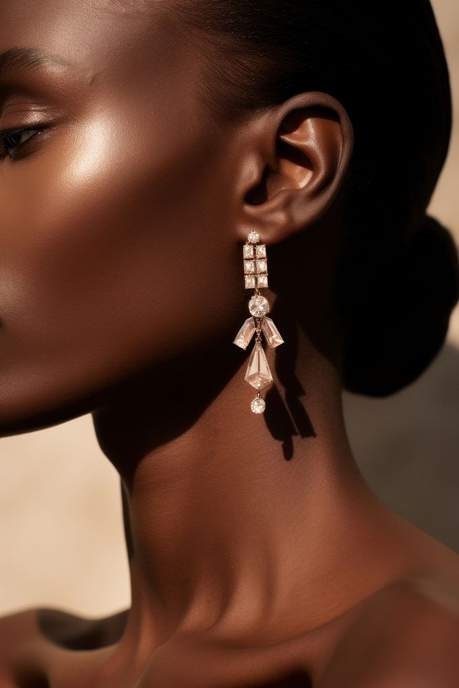 Diamond earring jewelry accessories perfection. AI generated Image by rawpixel.