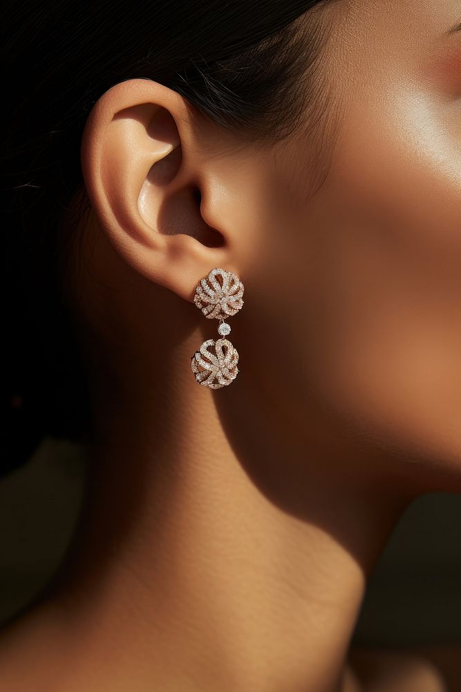 Diamond earring jewelry luxury adult. AI generated Image by rawpixel.