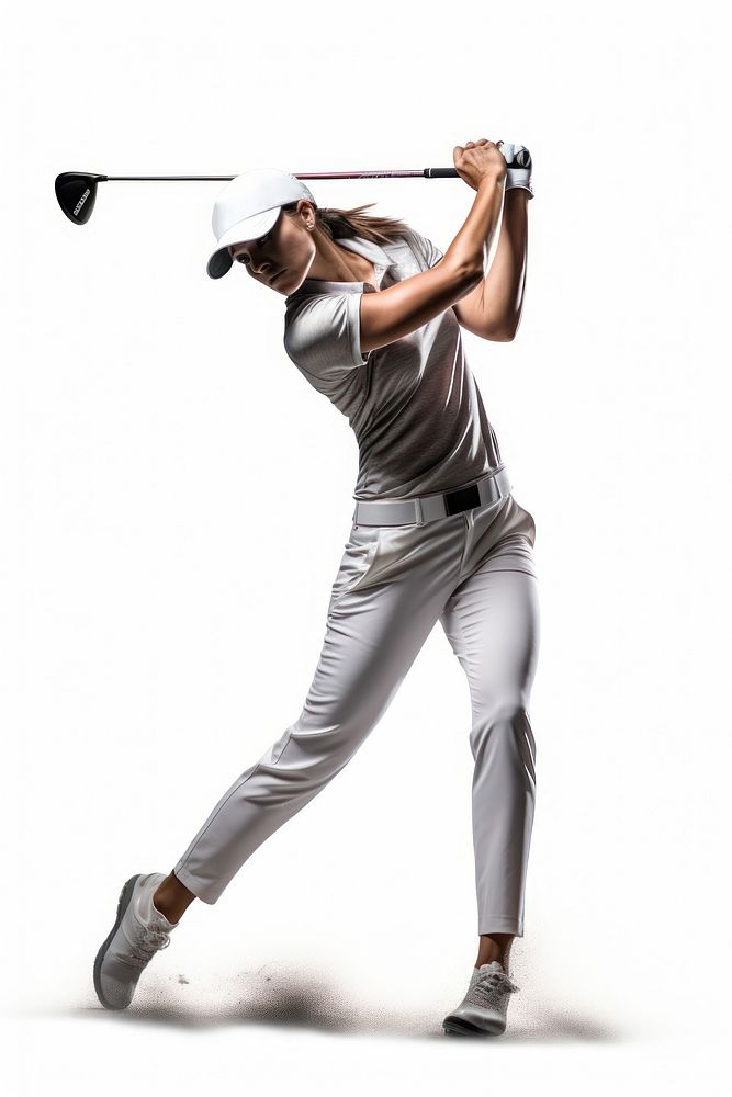 Golfer sports white background concentration. AI generated Image by rawpixel.