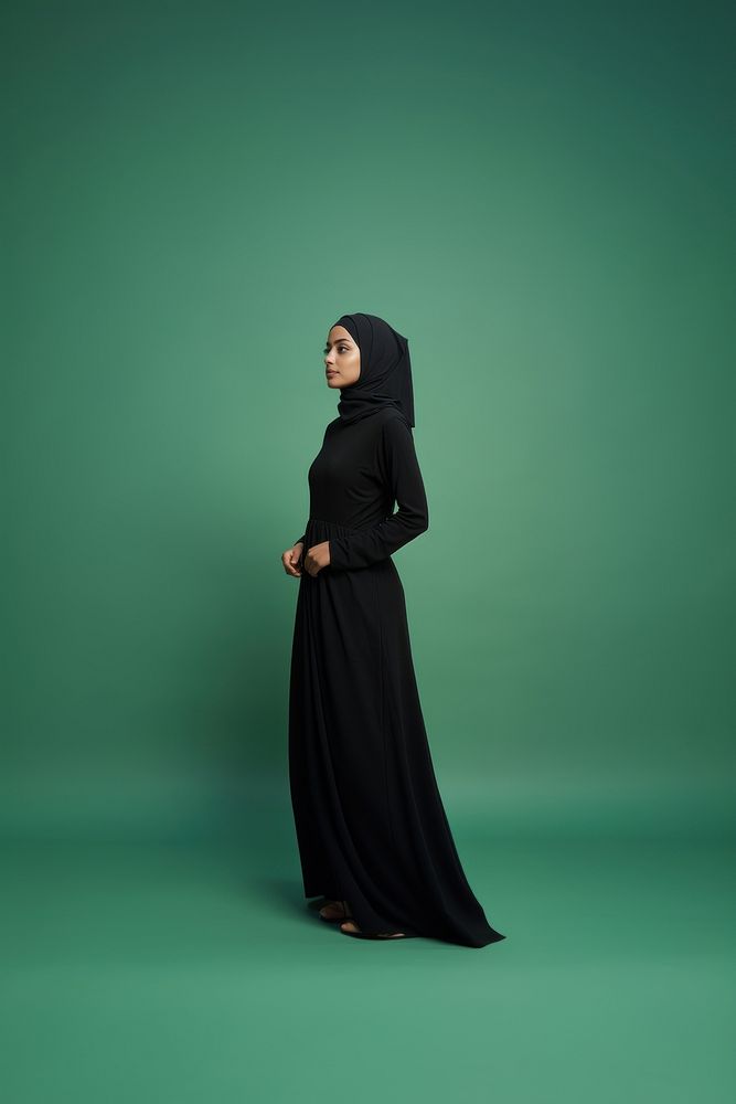 Black hijab standing portrait fashion. AI generated Image by rawpixel.