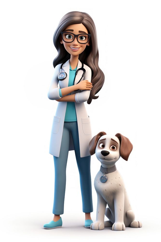Woman veterinarian dog pet cartoon. AI generated Image by rawpixel.