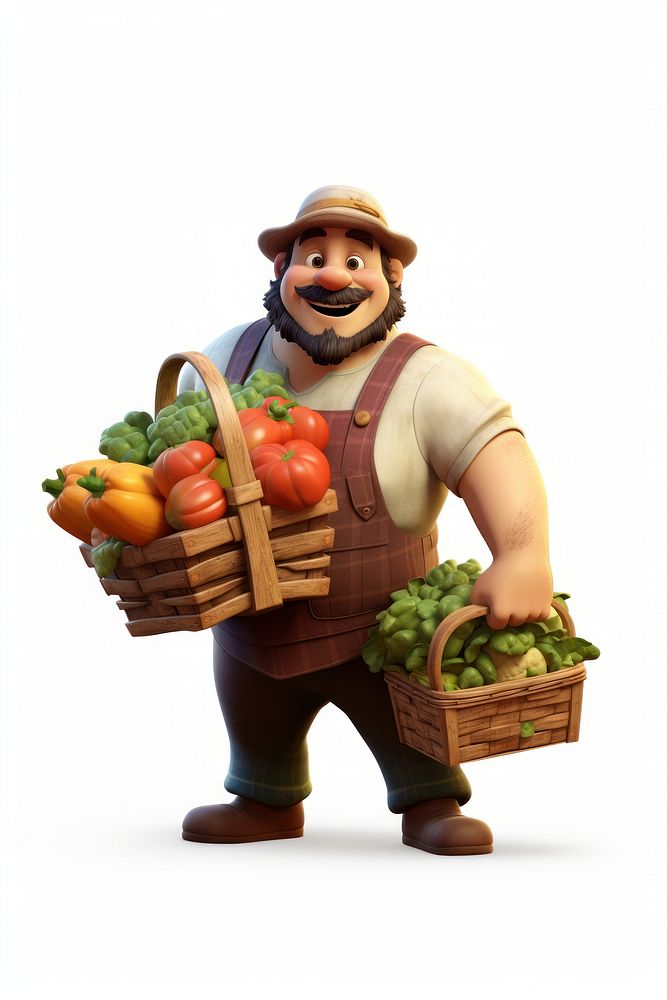 Basket vegetable carrying farmer. AI generated Image by rawpixel.