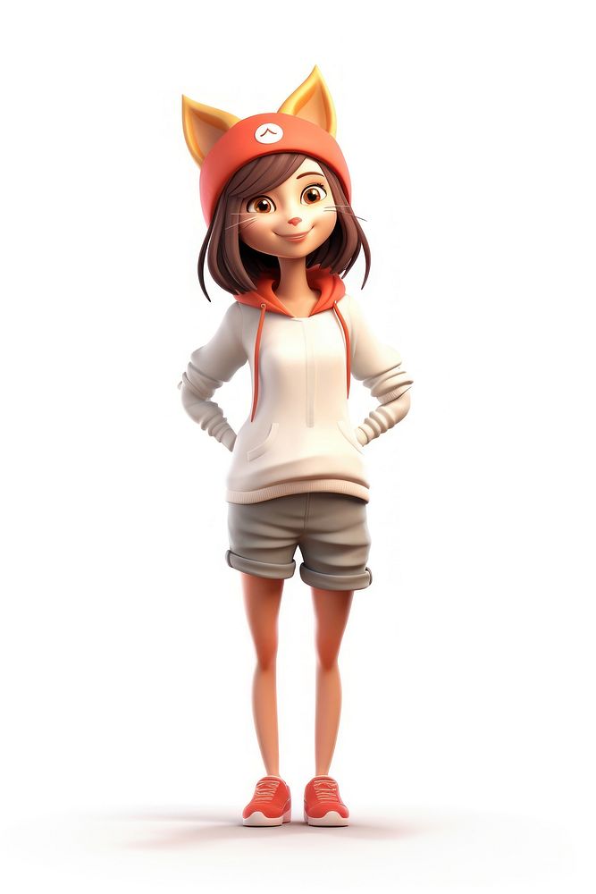 Happy woman cat figurine cartoon shorts. AI generated Image by rawpixel.