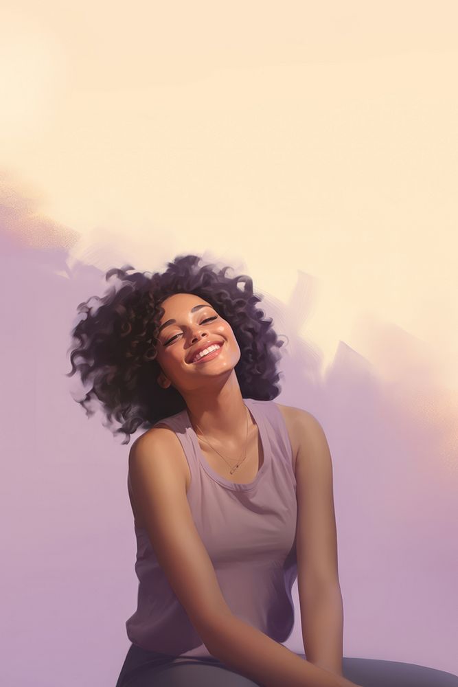Happy black woman portrait sitting adult. AI generated Image by rawpixel.