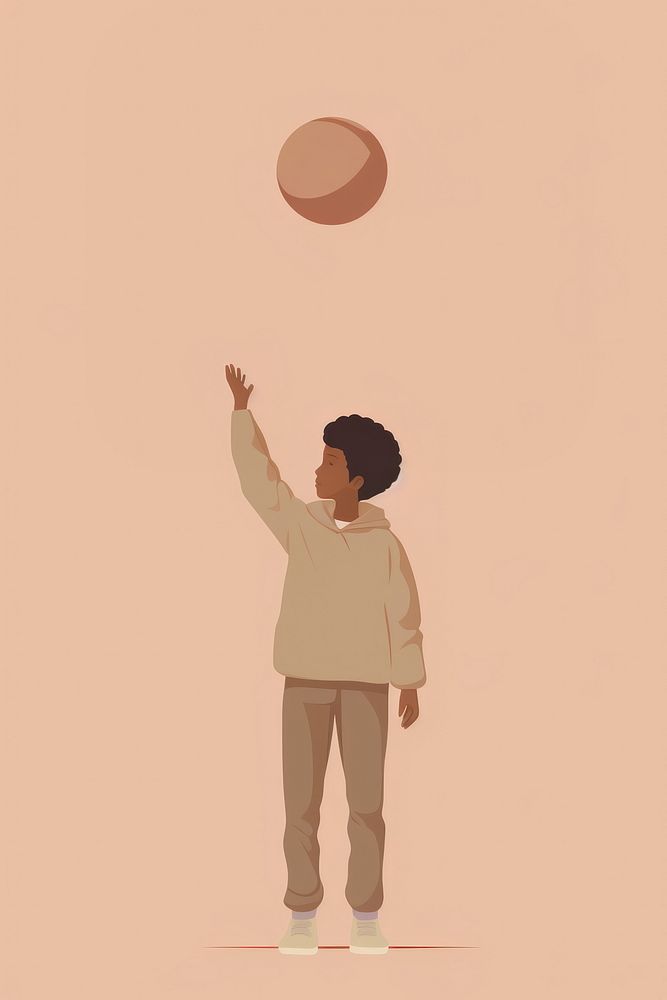 Kid holding ball sports face illustrated. AI generated Image by rawpixel.