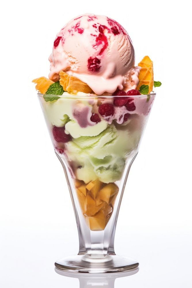 Ice cream parfait dessert sundae glass. AI generated Image by rawpixel.