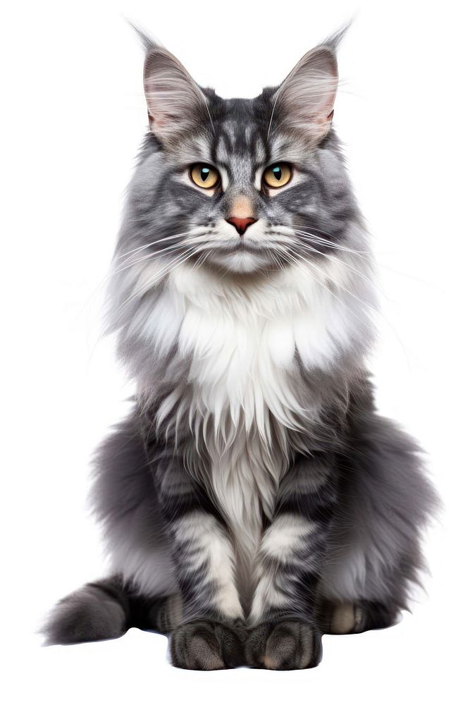 Cat maine-coon mammal animal gray. AI generated Image by rawpixel.