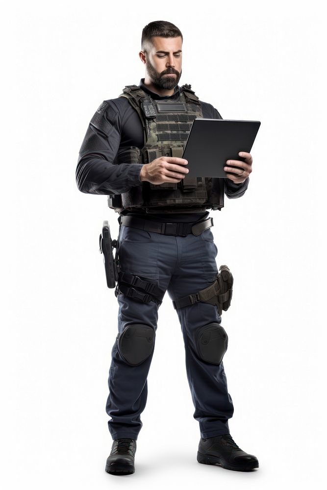 Law Enforcement Officer military computer adult. AI generated Image by rawpixel.