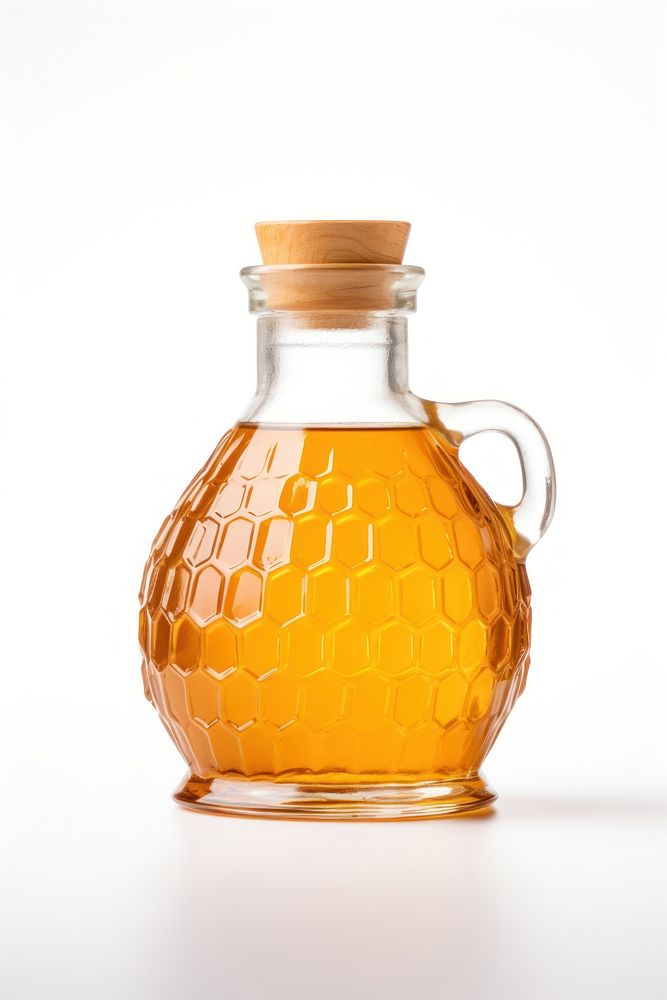 Honey lighting bottle white background. 