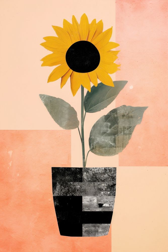 Sunflower vase art plant. AI generated Image by rawpixel.