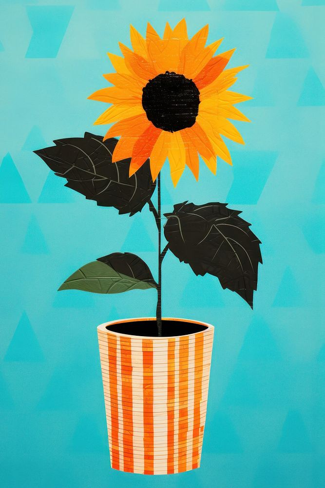 Sunflower vase art plant. 