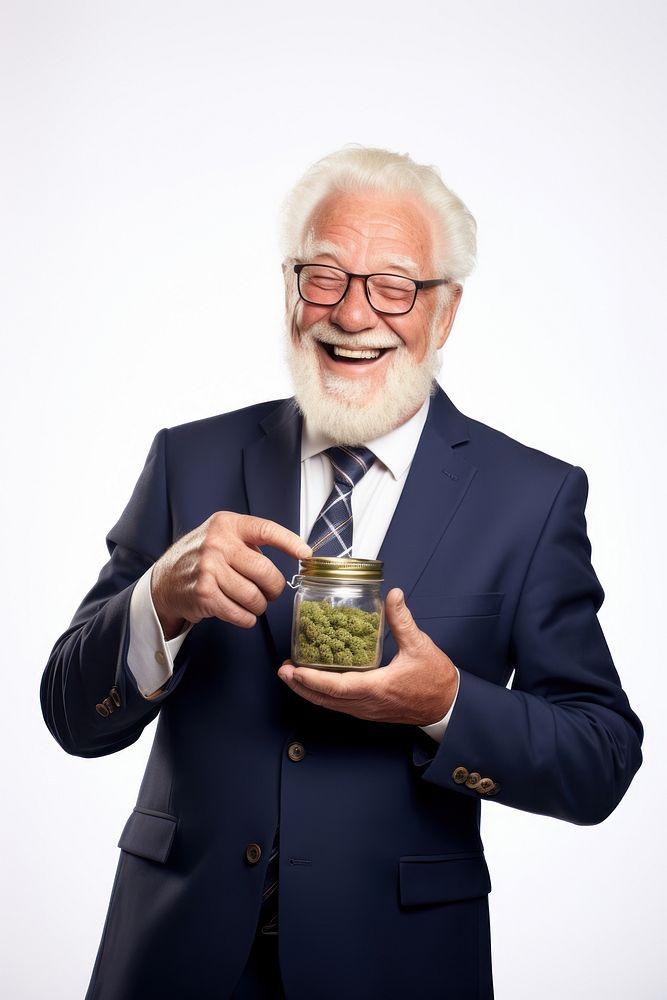 Male holding marijuana portrait glasses adult. 